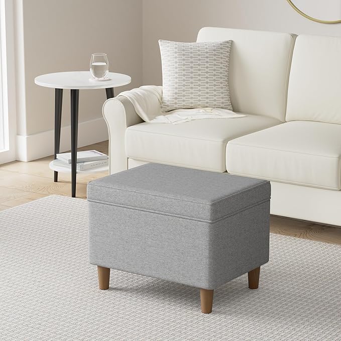 Home Decor | Dinah Collection Modern Storage Ottoman | Ottoman with Storage for Living Room & Bedroom (Grey)-DeskLoop Office