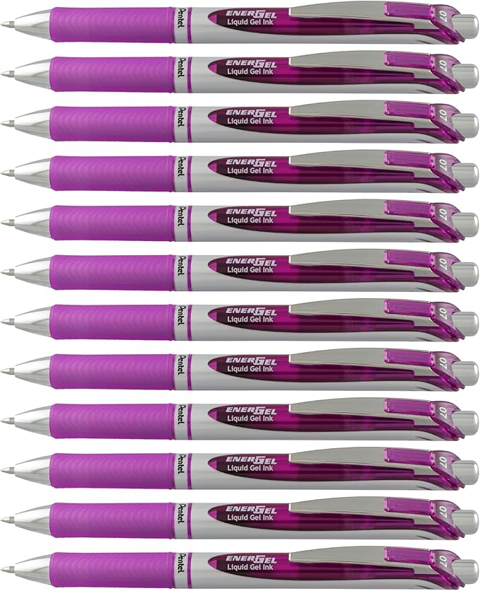 Pentel EnerGel RTX Retractable Liquid Gel Pen, Medium Line, Metal Tip, Violet by PentelofAmerica
