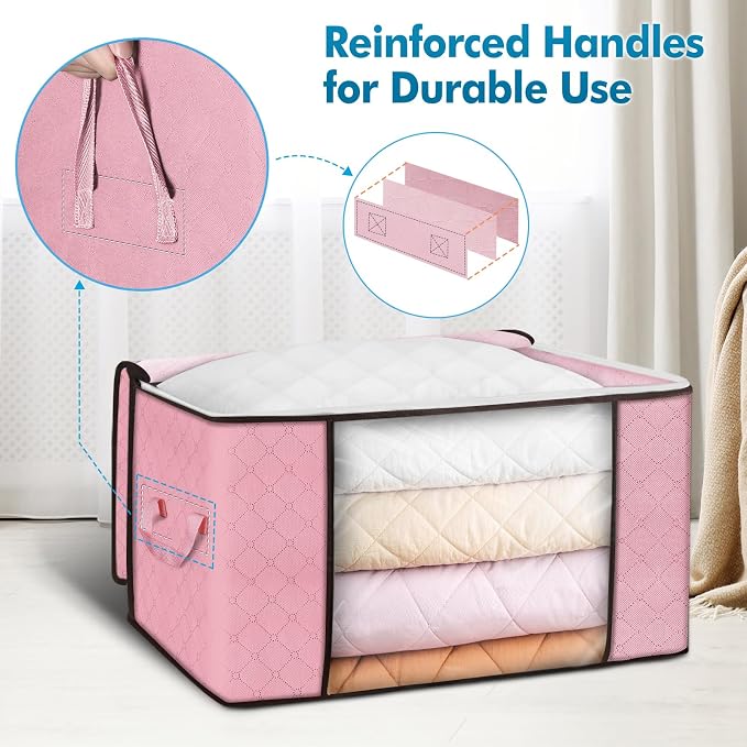 Budding Joy 90L Large Storage Bags, 4 Pack Clothes Storage Bins Foldable Closet - Image 3