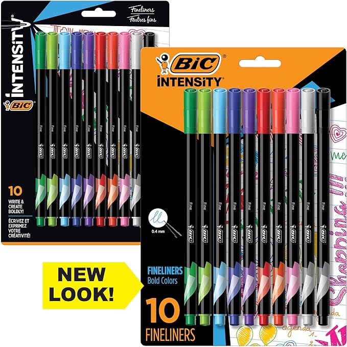 BIC Intensity Fineliner Marker Pen Set, Fine Point Pens, 10-Count Pack - Image 3
