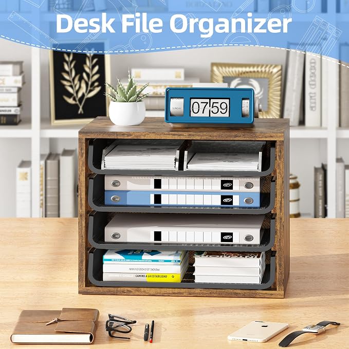 Simple Trending Desk File Organizers, 4-Tier Letter Tray Paper Organizer - Image 3
