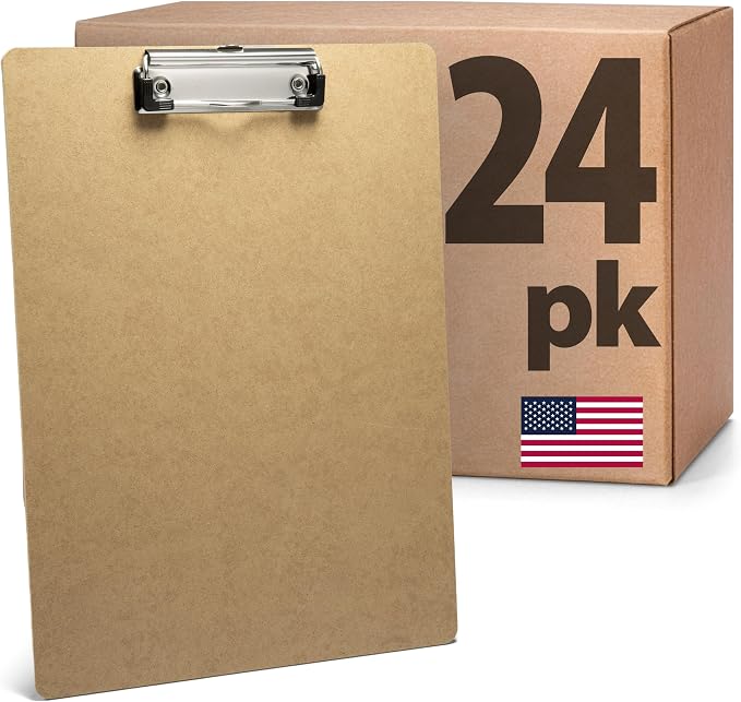 Officemate Recycled Wood Clipboards, Low Profile Clip, 24 Pack Clipboards by Officemate