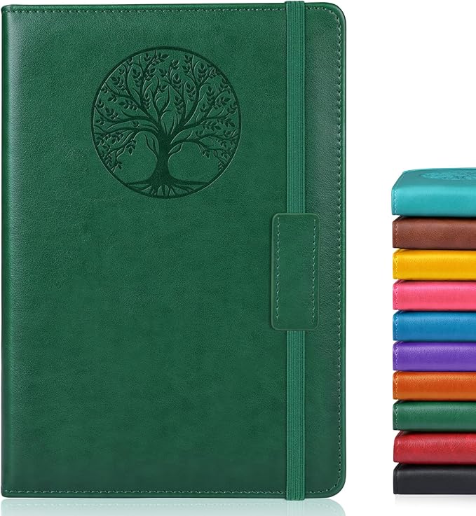 Lined Journal Notebook for Women Men,256 Pages A5 Hardcover Leather Journals for Writing,Travel,Business,Work & School,College Ruled Notebooks for Note Taking,Diary Notepad 5.7"×8.3"(green)-DeskLoop Office