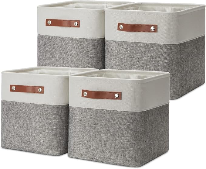 DULLEMELO 11 Inch Cube Storage Bins Fabric Storage Cubes 4 Pack Foldable Cube Storage Baskets for Cube Organizer, Cube Storage Organizer Bins for Home Office Organizer Closet, Shelves, Toy, Nursery-DeskLoop Office