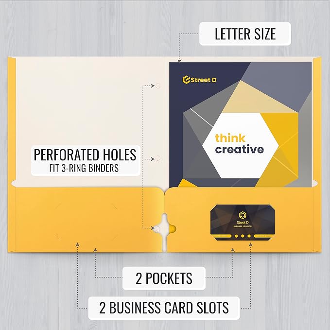 Better Office Products Two Pocket Portfolio Folders, Letter Size Paper Folders - Image 2