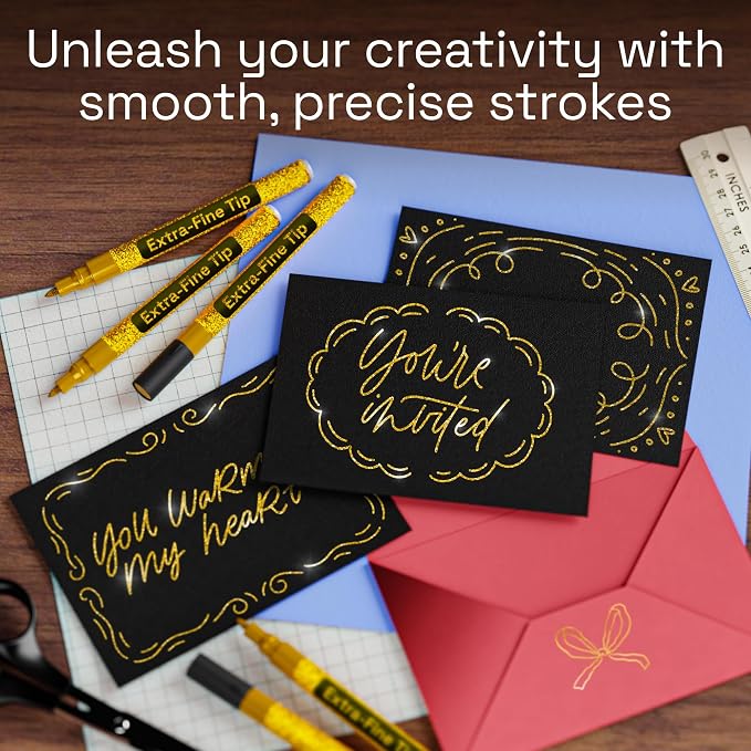 ARTISTRO 2 Glitter Gold Acrylic Paint Markers - Image 2