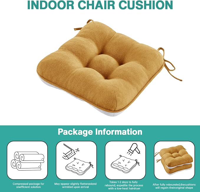 BETU Chair Cushions for Dining Chairs Set of 4, 3.5" Thick Kitchen Table Chair - Image 9