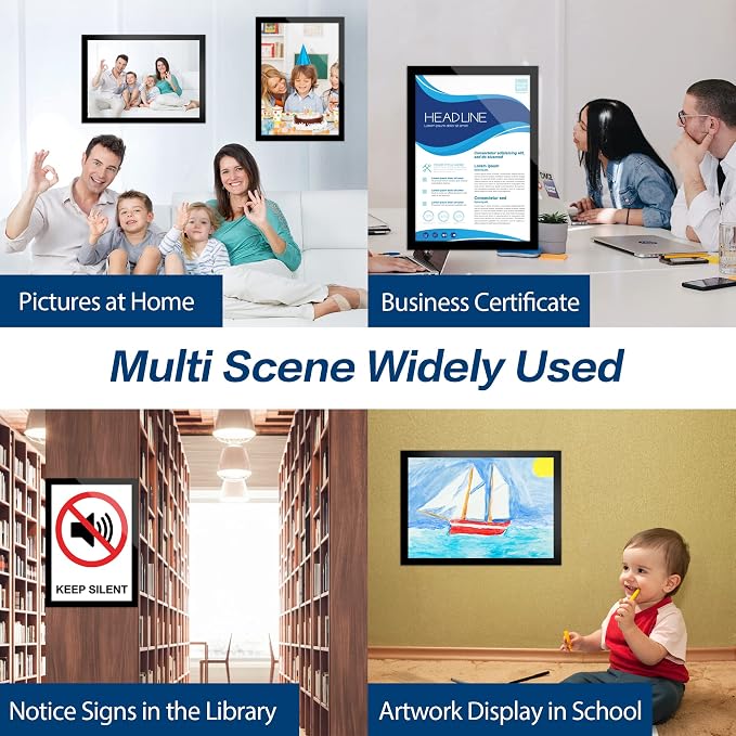 8.5" x 11" Acrylic Sign Holder Wall Mount, Self Adhesive Magnetic Display Frame - Image 7