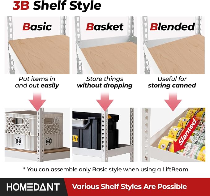 HOMEDANT 47.7" W Deep 5 Tier Heavy Duty Garage Shelving Adjustable Metal Rack - Image 4