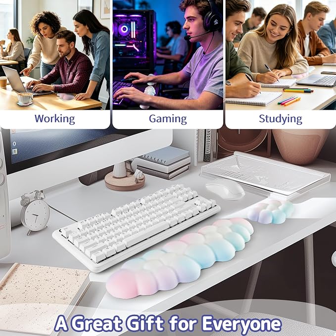 Sushret Cloud Wrist Rest Keyboard, Cloud Keyboard Wrist Pad Set - Image 6