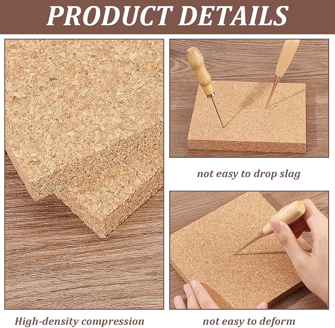 OLYCRAFT 2PCS Square Bulletin Boards 6 x 6 inch Non Self-Adhesive Wood Cork - Image 4