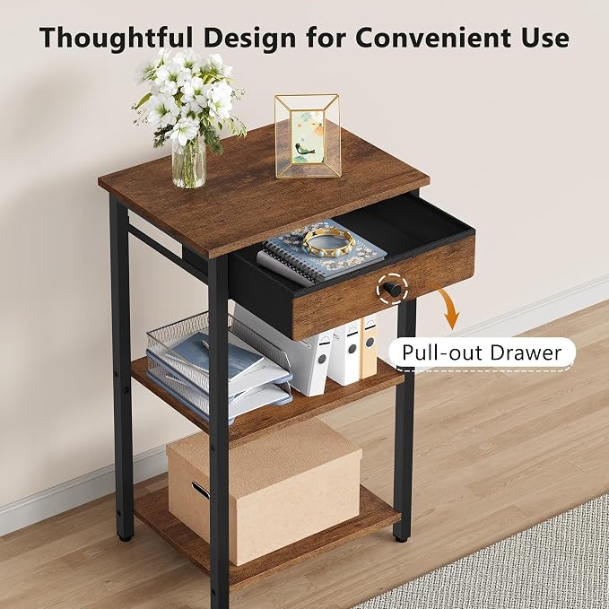 Gewudraw Printer Stand with Storage Drawer, 3-Tier Under Desk Printer Table - Image 4