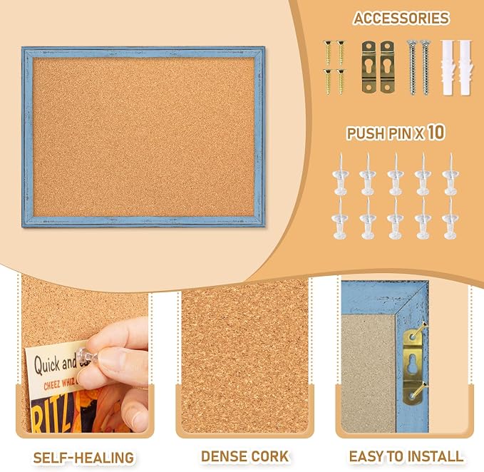DOLLAR BOSS Cork Boards for Walls, 24 X 18 Inches Bulletin Board Decorative - Image 2