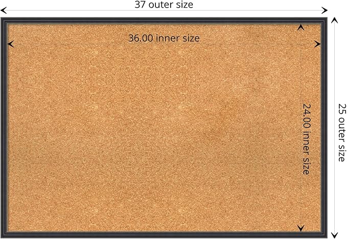 Amanti Art Natural Cork Board for Wall, 25x37 Vision Board with Black Wood Frame, Large Corkboard Office Decor for Home Organization, Traditional Corkboard Pinboard to display items for home-DeskLoop Office
