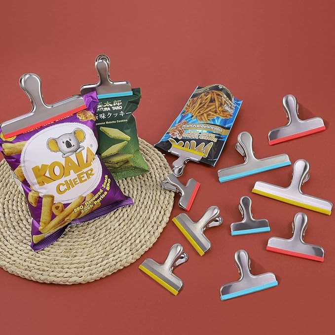 HOUSE AGAIN 8 Pack Stainless Steel Chip Bag Clips Covered - Image 8