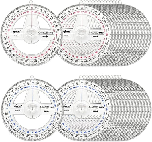 360° Protractor Pack of 30 Protactors Plastic Protractor Math Protractors Clear by LYHLYA