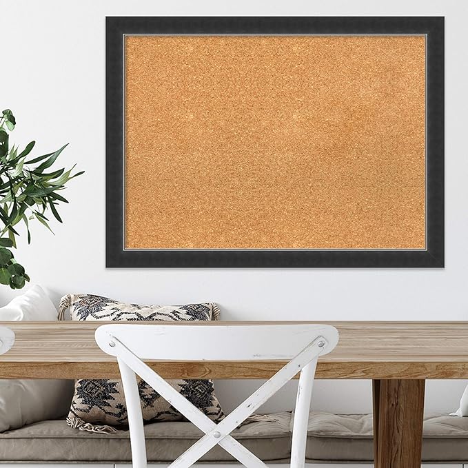 Amanti Art Natural Cork Board for Wall, 23x31 Vision Board with Black Wood Frame, Medium Corkboard Office Decor for Home Organization, Modern Contemporary Corkboard Pinboard to display items for home-DeskLoop Office