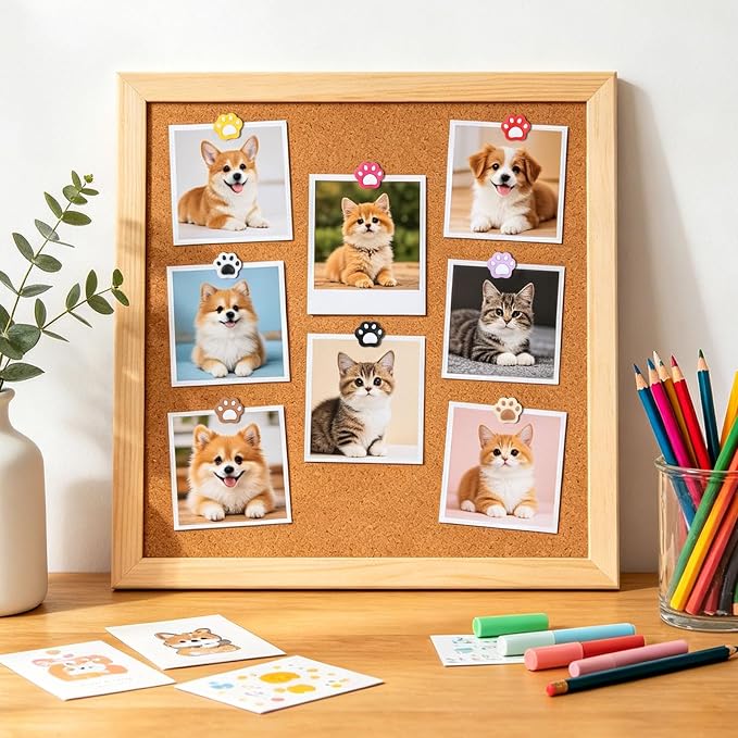 JANYUN 60Pcs Cat Paw Push Pins Cute Decorative Animal Thumb Tacks | Resin Cat - Image 4