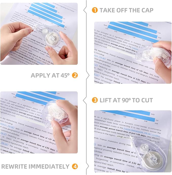 White Correction Tape, 10 Pack 65.62ft Strong Covering Instant Fixc | 0.197 - Image 5