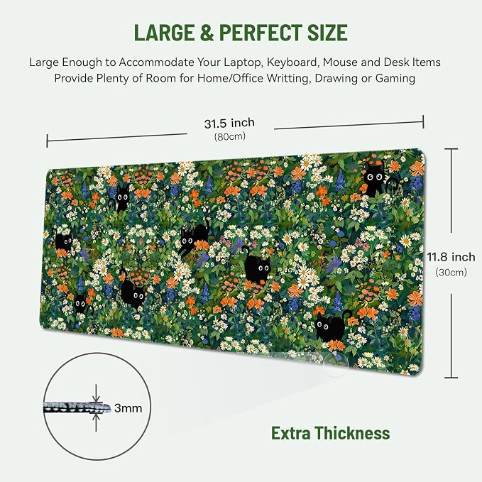 Mousepad Desk Mat Gaming Large Keyboard Cute Office Desktop Computer Laptop Cat - Image 2