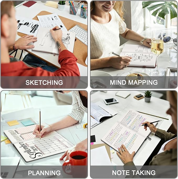 5 Pack Blank Journal Notebooks Bulk, Hardcover A5 Sketchbook, 320 Pages No - Image 6