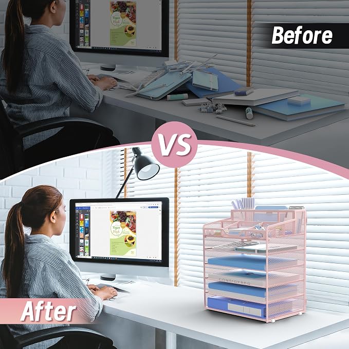 6 Tier Mesh Desk Organizer - Image 3