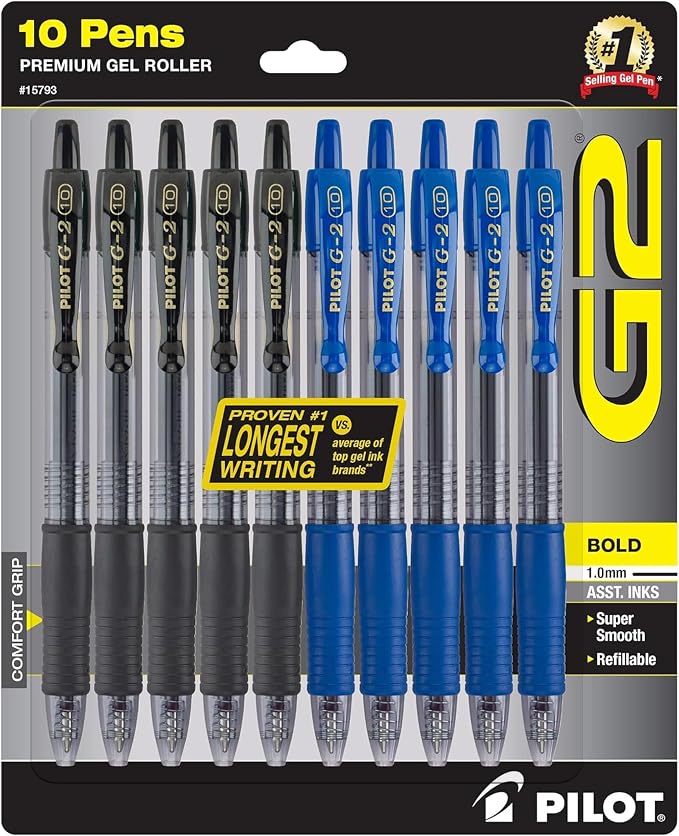PILOT G2 Premium Gel Pens, Bold Point 1.0 mm, Refillable & Retractable by PilotCorporationofAmerica