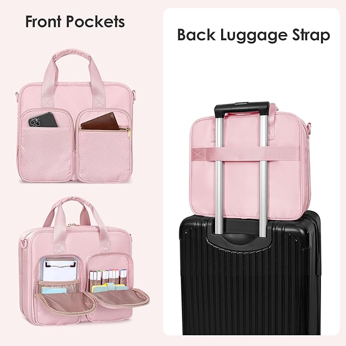3 Ring Zipper Binder, 2 Inch Ring Binder Organizer Bag with Shoulder Strap Fits 13 Inch Laptop and 500 Sheets, Pink (Empty Bag Only)-DeskLoop Office