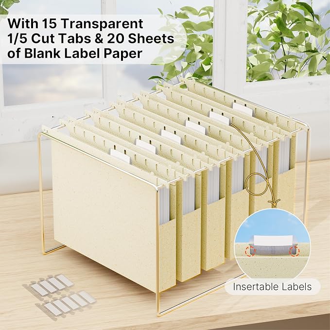 XINGIA Plastic Hanging File Folders, Heavy Duty 1'' Expansion, 12 Pack Letter - Image 5