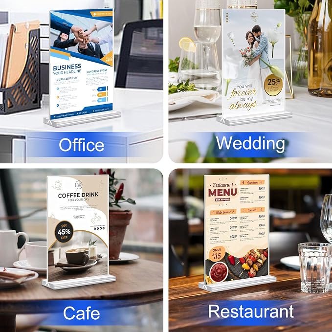 Acrylic Sign Holder 4x6 Inches 24 Pack, Double Sided Clear Display Stand Table - Image 6
