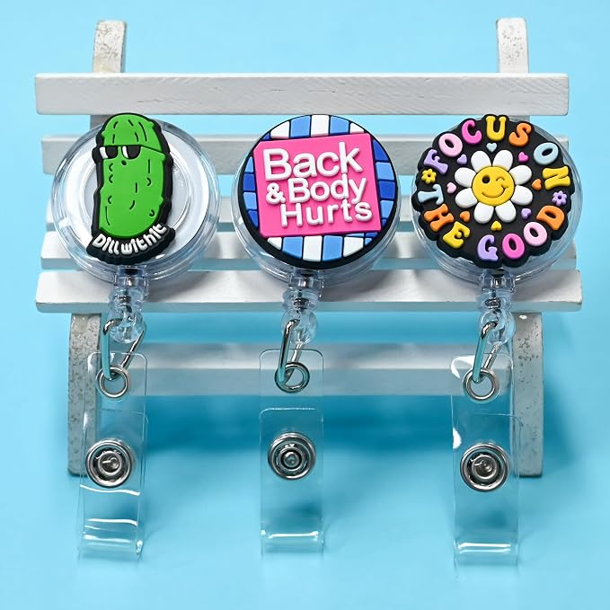 30 Pack Funny Retractable Badge Reel Holder Fun Humorous PVC ID Badge Reels - Image 4
