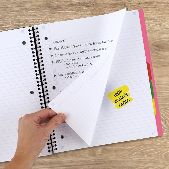 Five Star Advance Spiral Notebook + Study App, 5 Subject, 8.5" x 11" College - Image 4
