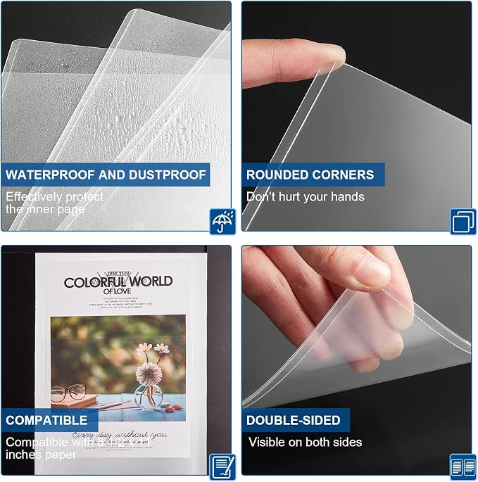 Jecery 25 Pcs 8.5 x 11'' Rigid Print Protectors Clear Rigid Plastic Paper Page - Image 4