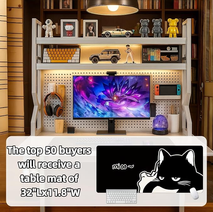 Desktop Hutch Bookshelf, Many Gifts, Metal Desktop Bookcase - Image 4