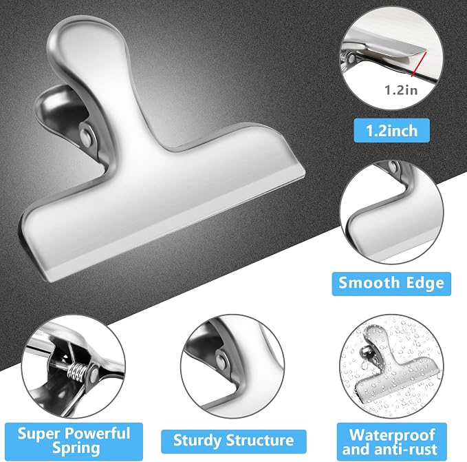 FINDMAG Chip Clips, 20 Pack Metal Bag Clips, Stainless Steel Chip Clip - Image 3