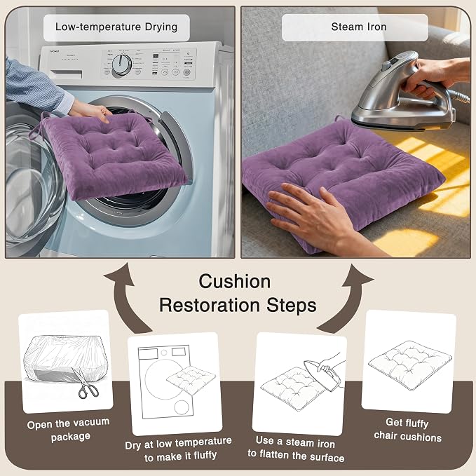 OVOV 4 Pack Chair Cushions for Dining Chairs Soft Seat Cushions for Kitchen - Image 7