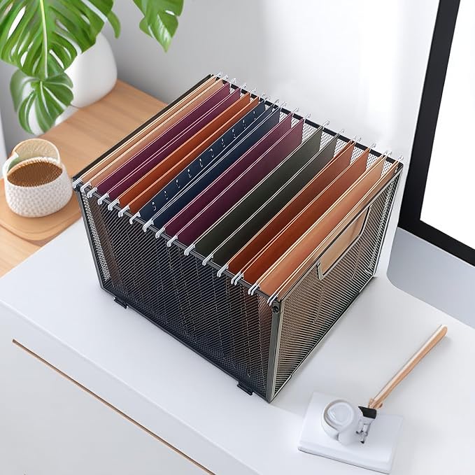 SREGGSIY Metal Mesh Hanging File Organizer, Office/School/Home File Crate - Image 2
