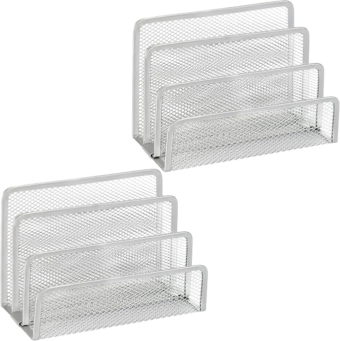 2 Pieces Desk Mail Organizer, Metal Mesh Small File Holders Letter Organizer - Image 2