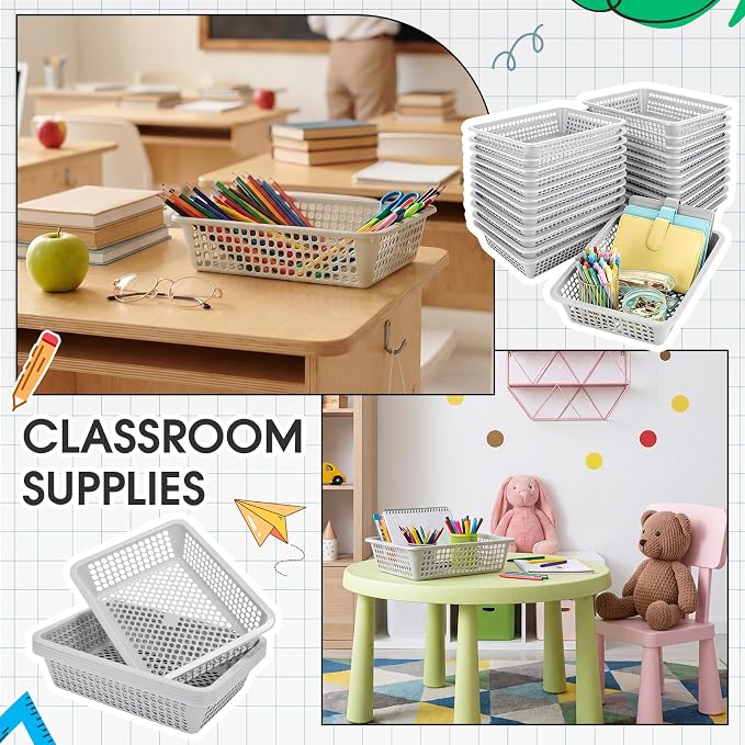 Zhehao 14 x 10 x 3 Inch 16 Pack Paper Organizer Basket Small Plastic Storage - Image 4