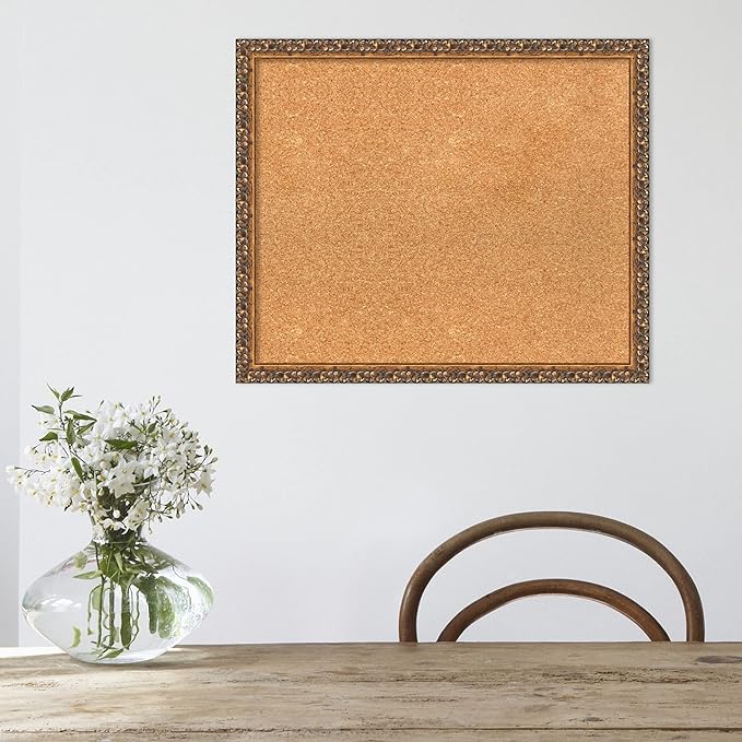 Amanti Art Natural Cork Board for Wall, 20x24 Vision Board with Bronze Frame, Medium Corkboard Office Decor for Home Organization, Traditional Corkboard Pinboard to Display Items for Home-DeskLoop Office