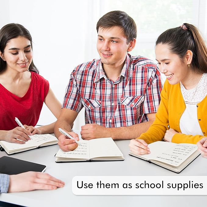 5 Pack Journal Notebook Bulk for School, Feela Hardcover Business Notebooks Classic Ruled Lined Journals with Pen Holder for Work Note Taking, with 5 Black Pens, 120 GSM, 5.1”x8.3”, A5, Black-DeskLoop Office