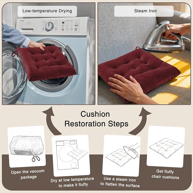 OVOV 4 Pack Chair Cushions for Dining Chairs Soft Seat Cushions for Kitchen - Image 7