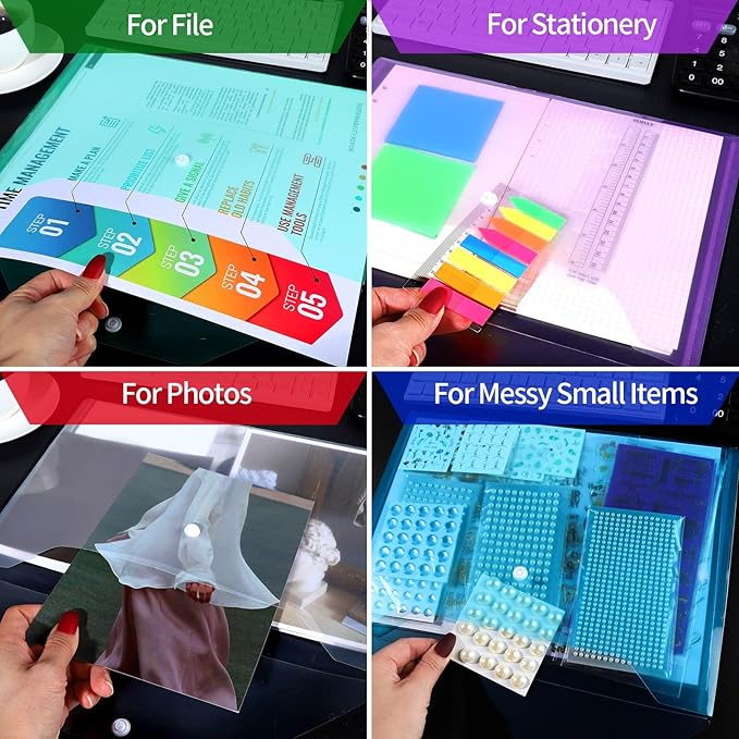 LEOBRO Plastic File Folders, 12 PCS Plastic Folders for Document, A4 Size Plastic Envelopes with Snap Closure, Clear File Folders Document Folders File Bags for School Office, Filling Product