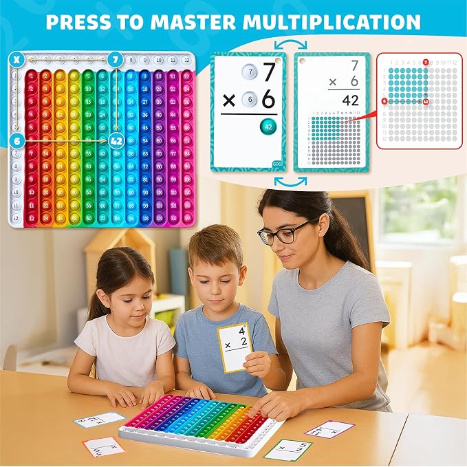JoyCat Multiplication Flash Cards + Chart- 156 Hole Punched Math Game Flashcards - Image 2