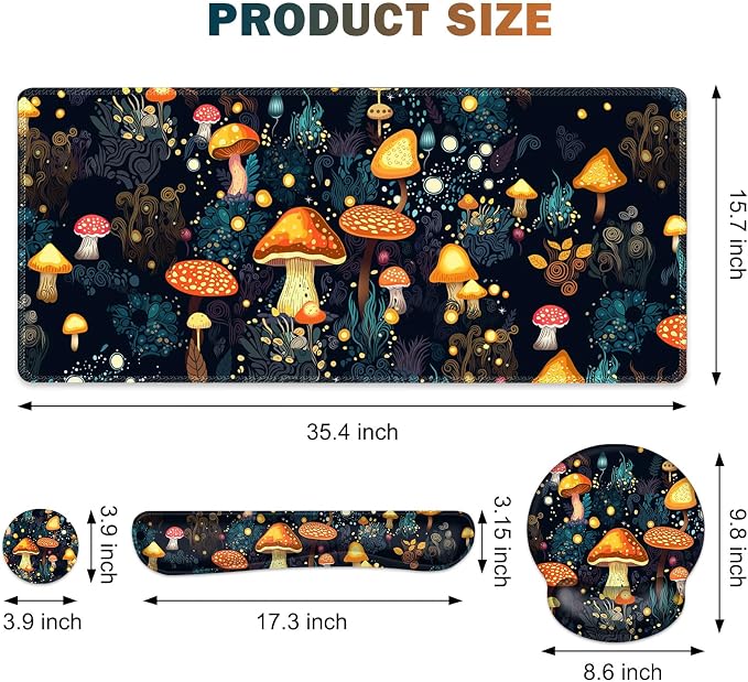 Gaming Mouse Pad, Large Desk Mat, Cute Desk Pad Protector, 4in1 XXL Mousepad + - Image 2