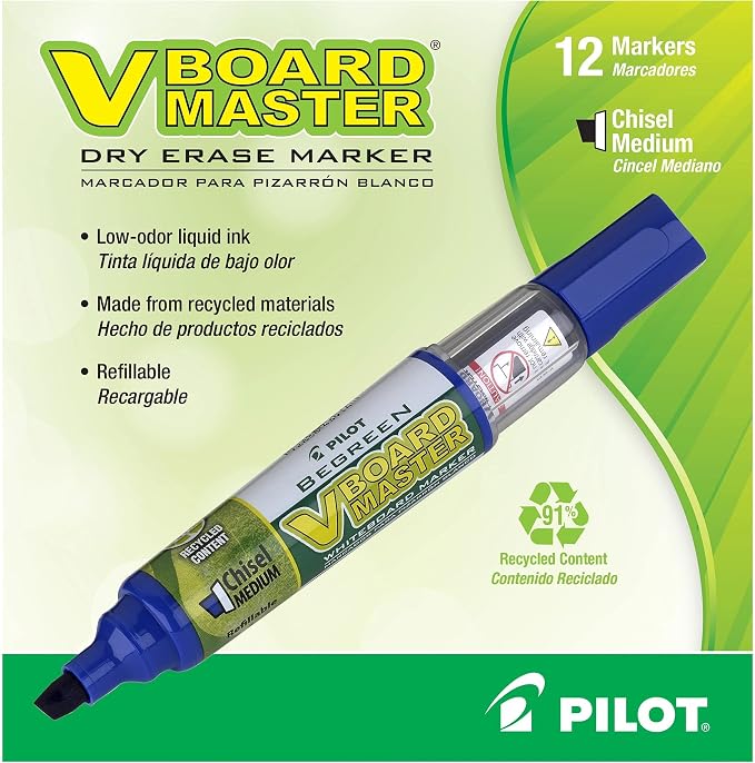 PILOT V Board Master BeGreen Refillable Dry-Erase Markers, Chisel Tip - Image 2