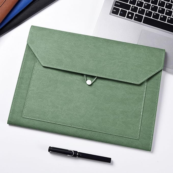 PU Leather A4 File Folder Document Holder 2 Pockets Portfolio Envelope Folder - Image 5