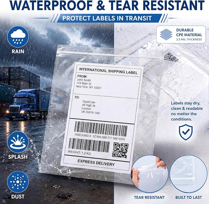 Glenmal 100 Pcs 9.5" x 12" Resealable Packing List Envelopes Clear - Image 4