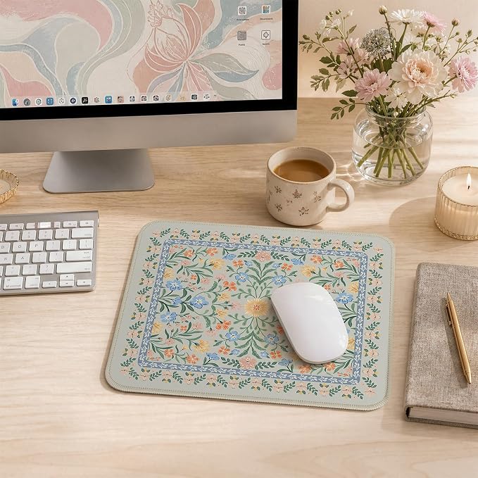 iCasso Aesthetic Small Floral Mouse Pad, Mini Portable Travel Mousepad - Image 8