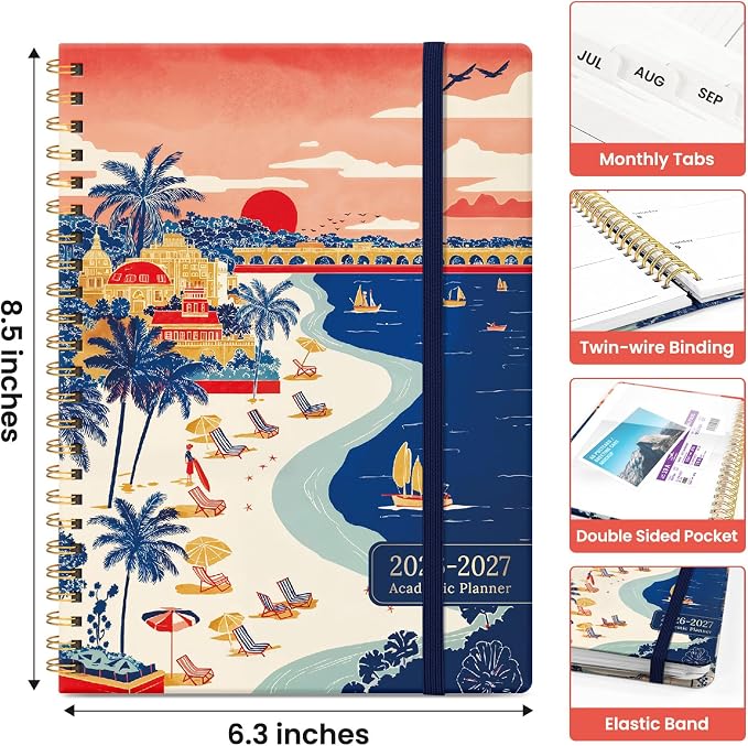 Planner 2026–2027, Academic Monthly Weekly Spiral Calendar, July 2026 – June - Image 4